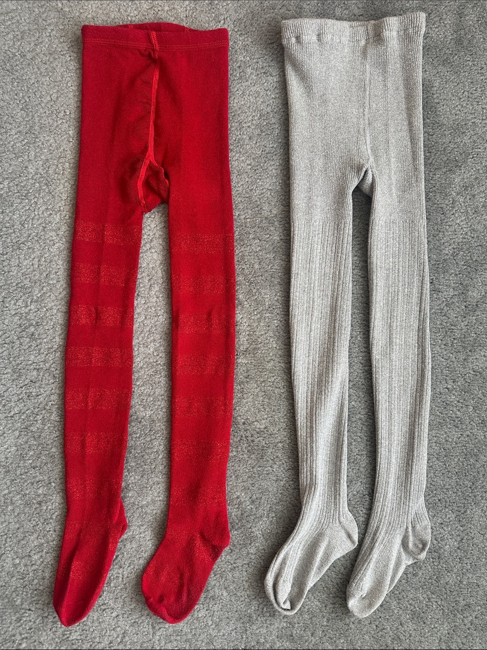 Girls’ Crewcuts Red and Light Gray Footed Tights Bundle